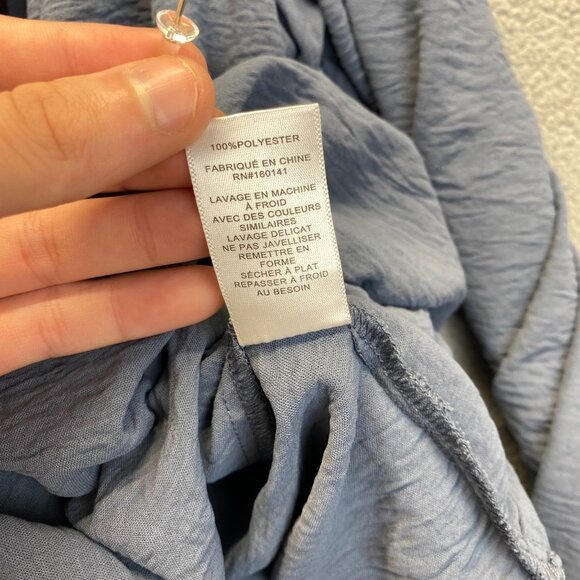 Frye Women's Size Large Blue Wrap Long Sleeve Blouse,Preppy - Picture 9 of 11